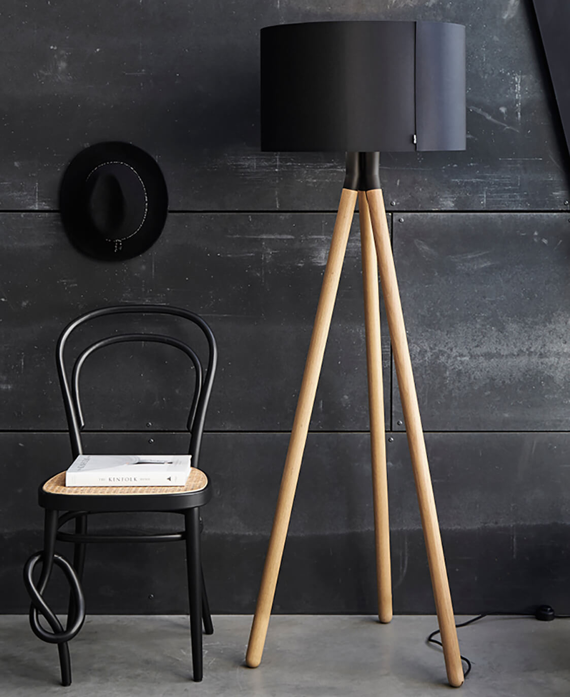 Simple wooden on sale floor lamp